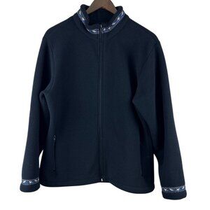 State Line Tack Women's Fleece Jacket Black Full Zip Equestrian Horse Large USA